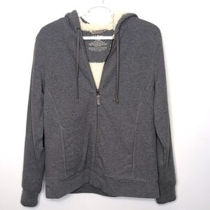 L.L Bean Womens Light Grey Sherpa Lined Zip Hoodie Jacket - Size S